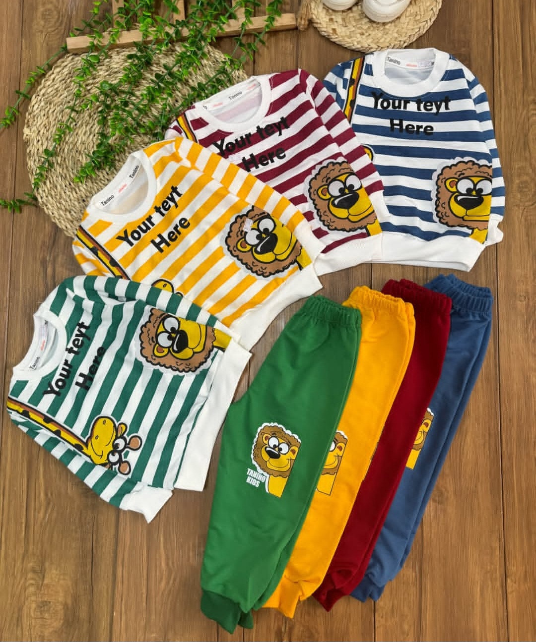 بلوز شلوار رنگی شیر و زرافه